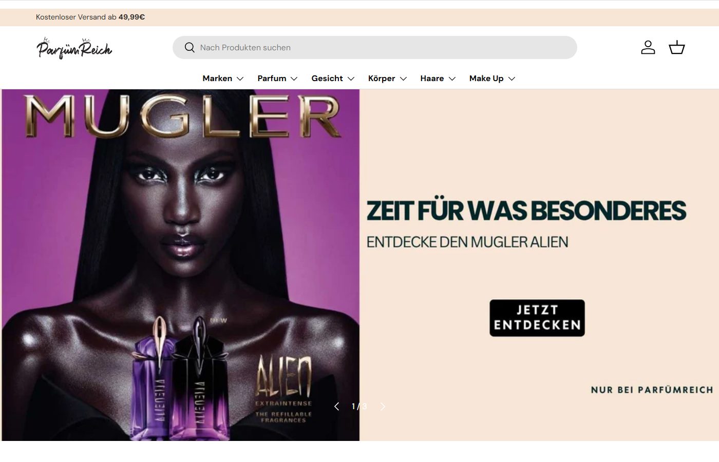Parfümreich Website – Desktop Ansicht, gebaut von KKM Media